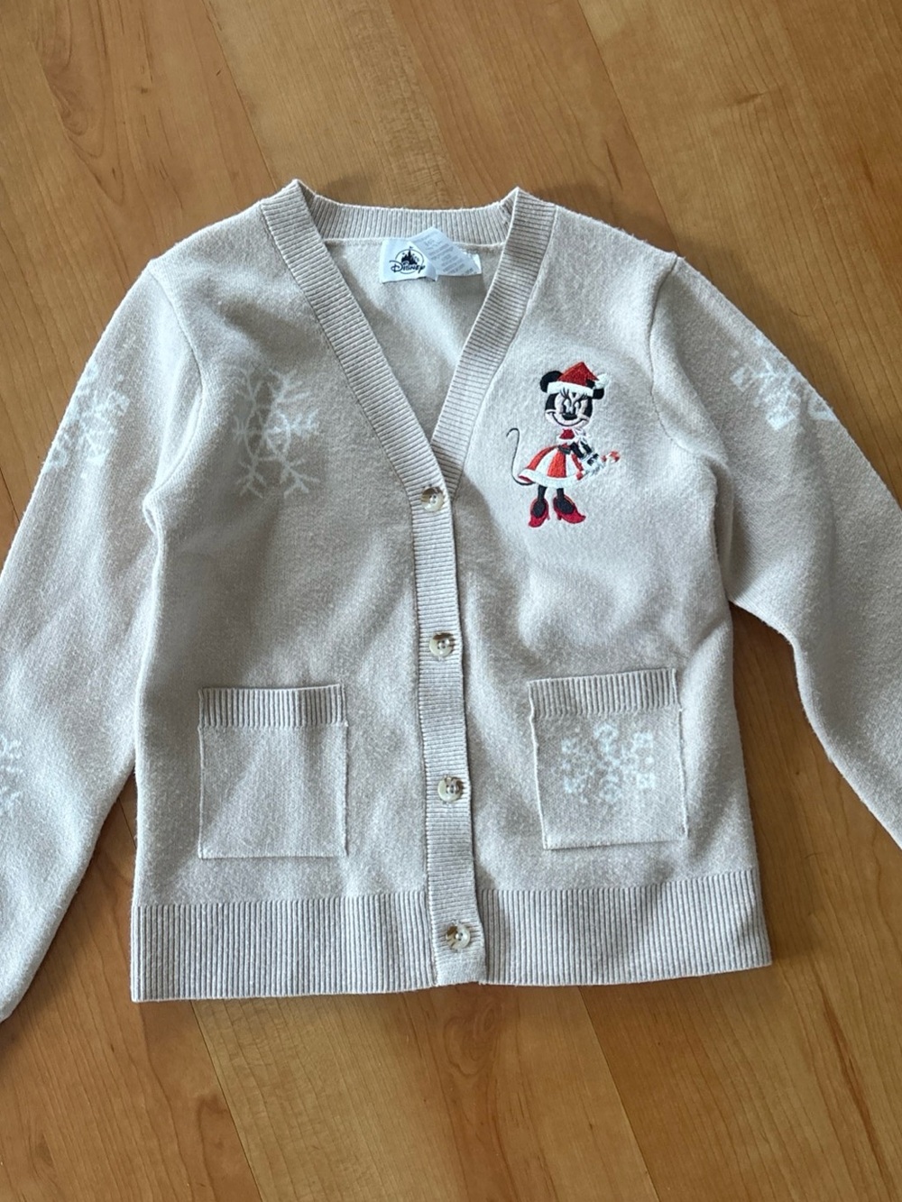 Disney Parks Minnie Mouse Christmas Cardigan Sweater Girls Youth Size 5/6